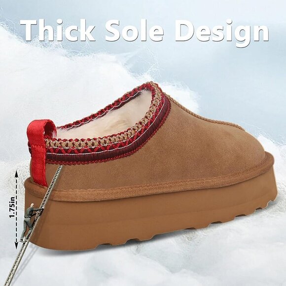 Platform Mini Ankle Boots Fur Fleece Lined Sneakers Women's Slippers - Picture 3 of 7